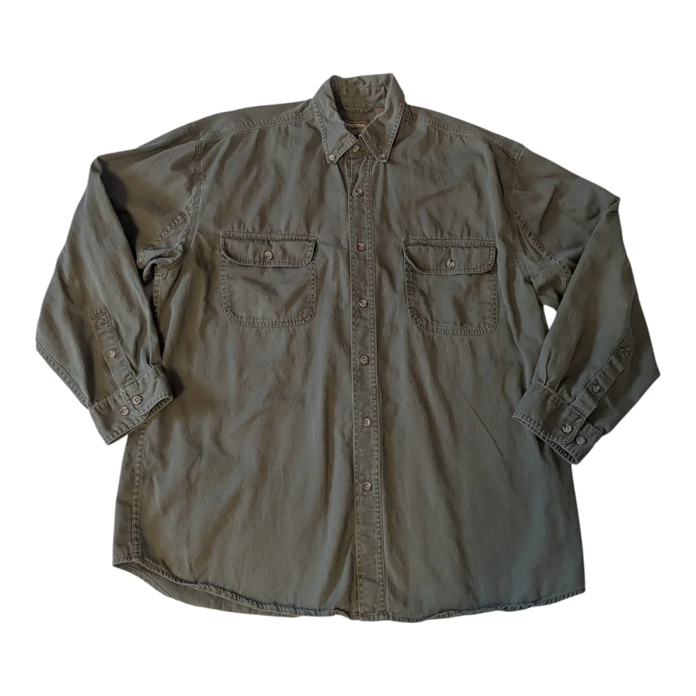 C.E. Schmidt Work Wear Army Green Cotton Button Down Collar LS Shirt Men's XL - Picture 1 of 10